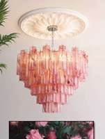 Lustre en verre de Murano français, vintage, à plusieurs niveaux, avec cadre en fer doré fait main, luminaire suspendu LED, garantie de 3 ans pour salon et salle à manger