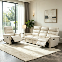 Ensemble de canapés inclinables manuels en cuir véritable, compact, luxueux, moderne, extensible 3+2+1 pour salon