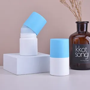 Özel renk plastik deodorant sopa ambalaj beyaz boş yuvarlak 50ml rolon şişe