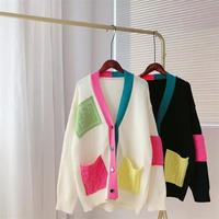 Cardigan en tricot à manches longues pour femme, motif uni, boutonné, décontracté, pull d'hiver