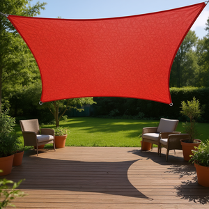 Toldo de Sombra para Patio Exterior DB, Rectangular de 12'x12', Rojo, Protección UV, Material de Polietileno Tejido - Product Image 2