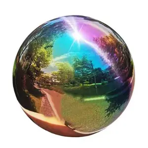 OEM ODM Custom Spiegel polierte Metalls kulptur Dekorative Outdoor Garten Hollow Gazing Sphere Edelstahl Regenbogen kugel