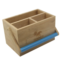 Porte-ustensiles en bois d'acacia FSC&BSCI avec poignée, organisateur multi-positions pour cuisine, bureau, salle de bain, chambre à coucher