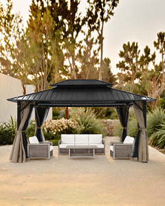 10x12 WeatherFlex 3-in-1 Bugproof Mesh Gazeboストームプルーフデュアルルーフ & スナップオンカーテン屋外パティオオアシス用 - Product Image 2