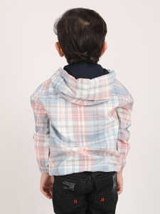 Chaqueta con Capucha a Cuadros Pastel para Niños con Cierre Frontal y Pantalones Negros, Conjunto Casual y Ligero para Niños Pequeños - Product Image 2