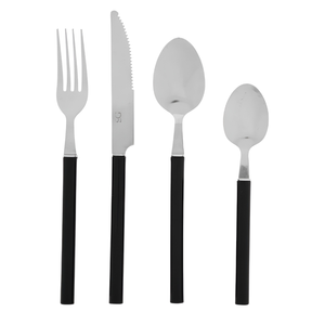 Juego completo de cubiertos de 24 piezas, línea negra, Indonesia - Product Image 1