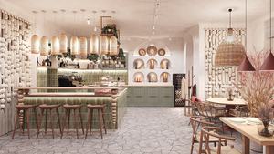 ชั้นวางจอแสดงผลเชิงพาณิชย์แบบกำหนดเองพร้อมไฟ LED ที่ทันสมัยเคาน์เตอร์แสดงอาหารธรรมชาติสำหรับตกแต่งภายในร้านอาหาร - Product Image 5