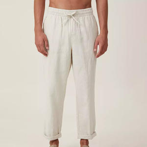 Vente en gros de pantalons décontractés de haute qualité avec logo personnalisé de la meilleure conception pour hommes de couleur unie pantalons intelligents en <span class=keywords><strong>lin</strong></span> pour hommes - Product Image 2