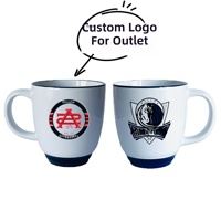Mug en céramique moderne de 14 oz en forme d'heure de nuit, avec bord coloré et logo imprimé sur la base, grande tasse à café en porcelaine
