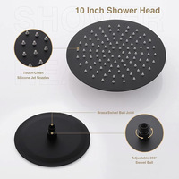 Système de douche thermostatique en laiton noir mat avec jet de pluie, design moderne, montage mural, ensemble de douche apparent