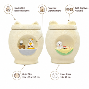 Groothandel Huisdier Gedenkurn van Hars met Miniatuur Scène Hond en Kat Handgeschilderd Opslag As Haar Huisdier Herinneringen Leverancier - Product Image 4