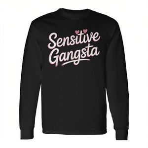 T-Shirt a Maniche Lunghe Sensitive Gangsta, Girocollo Unisex per Adulti, Stampa Serigrafica per Attività Promozionali - Product Image 2