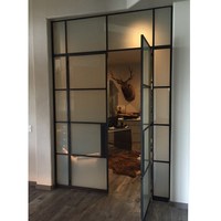 Vente flash : Fenêtres et portes en acier, intérieur en verre dépoli, portes françaises doubles