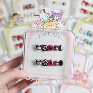 2025 Cartoon Kids Press on <span class=keywords><strong>Nails</strong></span>-Süße kurze falsche Nägel für Mädchen, Kinder party Student Cute Design mit wieder verwendbarem Klebstoff - Product Image 3