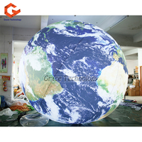 Décoration de plafond éclairage LED boule de terre gonflable gonflable suspendu globe de terre ballon gonflable système solaire planète