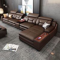 Canapé d'angle en cuir microfibre intelligent de style nordique avec haut-parleur Bluetooth, 7 places, mobilier de salon de luxe en gros