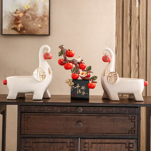 High-End Chinese Epoxy <b>Resin</b> Folk Art <b>Sculpture</b> Lucky Elephant Pair Figurine for Living Room TV Cabinet Home Entrance Ornament - Product Image 4