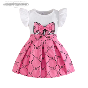 Nuovi Arrivi all'Ingrosso: Set di Abbigliamento Principessa per Bambine, Top a Maniche Corte e Gonna, Due Pezzi Traspiranti - Product Image 1