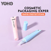 Tube souple cosmétique vide OEM 15 ml en plastique avec bouchon à vis et brosse en silicone souple plate, impression sérigraphique