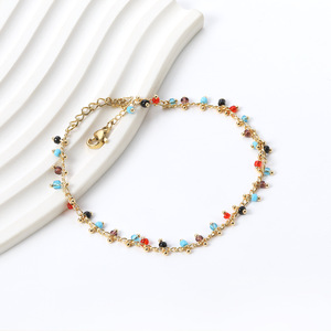 European American Style Mixed <b>Color</b> <b>Beaded</b> Anklet Zinc Alloy Women Beach Foot Ornament CA10010MG - Product Image 1