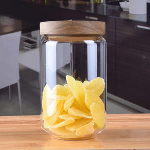 Tarro de vidrio de borosilicato <span class=keywords><strong>con</strong></span> <span class=keywords><strong>tapa</strong></span> de acacia, olla hermética de 1550ml para alimentos, Material de bambú, técnicas impresas para frijoles dulces - Product Image 5