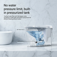 Toilette intelligente avec écran d'affichage, bidet intelligent de luxe, sans réservoir, chauffage instantané, capteur de pied, chasse d'eau automatique