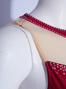 Combinaison moulante professionnelle pour femme à manches longues avec insert en maille transparente, idéale pour la gymnastique rythmique sur mesure - Product Image 3