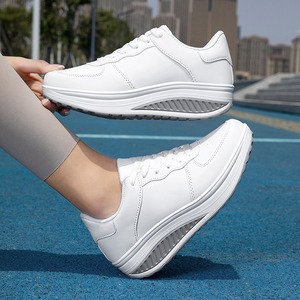 Zapatos de Plataforma Gruesa con Suela de Rocker Blancos para Mujer Talla Grande, Estilo Deportivo Casual para Caminar al Aire Libre - Product Image 1