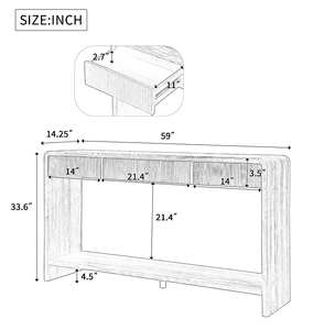 Modern Solid Wood 3-Drawer <b>Console</b> <b>Table</b> with Vertical Slats Edge Design Eco-Friendly for Hotel Bedroom Entryway Hallway Sofa - Product Image 2