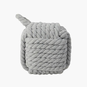 New Arrival Grey Cotton Rope Woven Square Block <strong>Door</strong> <strong>Stop</strong> for Home Decoration - Product Image 1