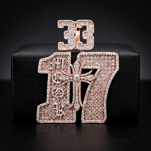 Rose Gold Plated Iced Out <b>Moissanite</b> Number Pendant Custom Letter Charm Luxury Hip Hop <b>Jewelry</b> - Product Image 3