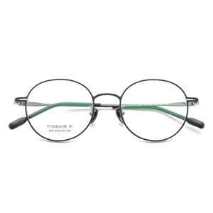 Montures de lunettes rondes en titane IP 975 4919 145 légères unisexe, monture complète, verres en résine, origine Danyang - Product Image 1