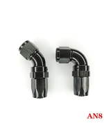 Raccords de tuyau à écoulement complet à coude à 45 et 90 degrés AN6 AN8 AN10 en fonte d'aluminium noir pour conduites de frein de voiture de course