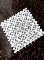 Autocollants muraux en mosaïque de coquillages naturels style européen, motif écaille de poisson, pour salle de bain, entrée d'hôtel, fond de salon