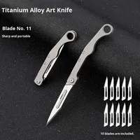 Mini couteau utilitaire pliant portable avec alliage de titane Eagle Falcon Design Lames remplaçables tranchantes pour bricolage et porte-clés