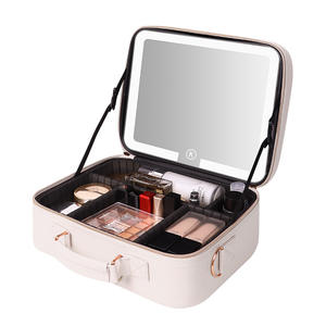Led <b>Mirror</b> Makeup Case With Light Travel Cosmetic Storage Box Large Capacity Waterproof <b>Rectangular</b> Zipper Closure - Product Image 3