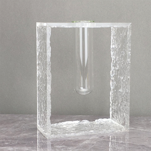 Vas Bunga Hidroponik Bingkai Akrilik Tabung Kaca Terarium Pot Tanaman - Product Image 6