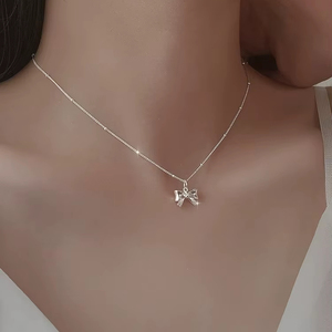 <span class=keywords><strong>LT</strong></span>-852 925 collana con fiocco in argento Sterling 2025 nuovo stile semplice alla moda catena di clavicola da donna Versatile popolare <span class=keywords><strong>Internet</strong></span> - Product Image 1