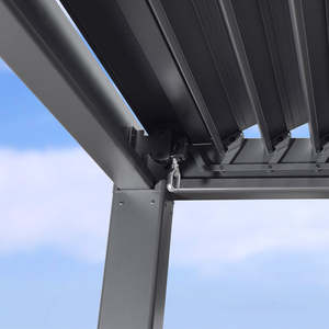 Bioclimatic aluminium persienne de patio pergola motorisée rétractable extérieure pare-soleil cadre en bois avec arche pour <span class=keywords><strong>jardin</strong></span> ou balcon - Product Image 3
