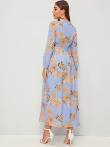 Lancai <span class=keywords><strong>Robe</strong></span> portefeuille décontractée élégante à manches longues et imprimé floral de haute qualité pour femmes <span class=keywords><strong>Robe</strong></span> portefeuille <span class=keywords><strong>longue</strong></span> - Product Image 2