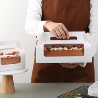 Caja de embalaje de papel para pasteles, logo personalizado, color blanco, con windows