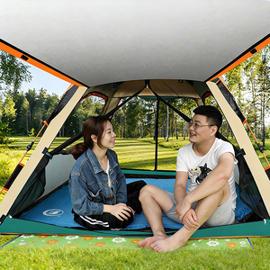 Tente de <span class=keywords><strong>camping</strong></span> familiale pour l'extérieur, 2 chambres, 2 portes, 6 fenêtres, tissu Oxford imperméable, installation rapide, tente double couche quatre saisons - Product Image 2