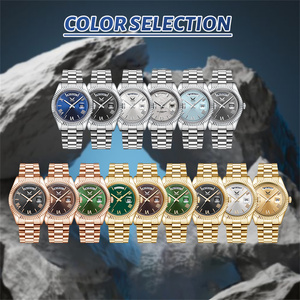 Business Luxury Popular 5atm Waterproof Quartz Calendar Auto <strong>Date</strong> Week Montre Luxe Custom Face Watch Gold Men - Product Image 5