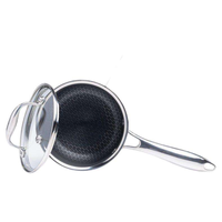 Panci Stainless Steel Hybrid 1 Quart dengan Tutup Kaca Diameter 16cm, Gagang Anti Panas, Anti Lengket, Aman untuk Kompor Induksi dan Gas