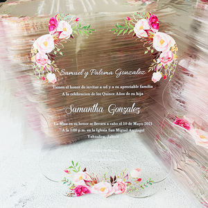 Impresión uv personalizada, logotipo <span class=keywords><strong>de</strong></span> lámina dorada, tarjeta <span class=keywords><strong>de</strong></span> invitación acrílica <span class=keywords><strong>de</strong></span> boda, diseño sin cantidad mínima - Product Image 3