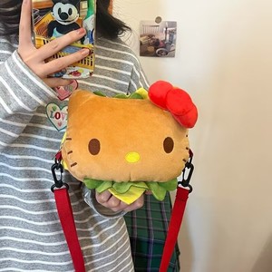 Nouveauté Sac à bandoulière en peluche le plus mignon Best-seller Sac à bandoulière léger et tendance pour le shopping Inspiré par le burger Kittycat - Product Image 1