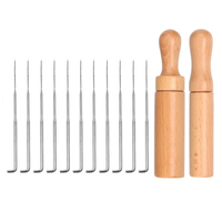 Outils en feutre de laine faits à la main, aiguilles à feutrer avec manche en bois, kit de feutrage de laine DIY, ensemble de 8 aiguilles avec aiguilles, kit de feutrage de laine