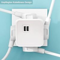 Adaptateur de prise 6-en-1 Prise cubique multiple sans câble Multiprise EU Multiprise avec 2 USB A