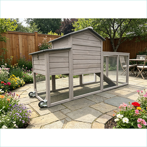Cage à volailles sur roues, poulailler portable en bois, plateau anti-fuite extérieur, toit résistant aux UV, nichoir pour poulets, canards, lapins - Product Image 5