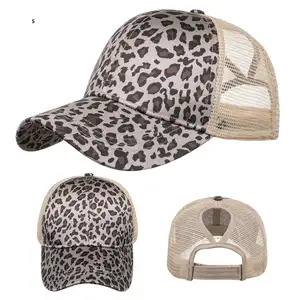 S37 di Alta qualità della stampa Del Leopardo tigre stampa coda di cavallo berretto da baseball della maglia promozione custom parasole cappello di sport Del Cappello berretto con visiera